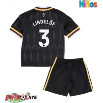 Camiseta Aston Villa Victor Lindelof #3 Visitante Equipación para niños 2026-27 manga corta (+ pantalones cortos)